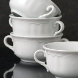 Hermia VN412KS00 Set 4 Tazones de Porcelana Blanca 350 ml Aptos para Lavavajillas y Microondas